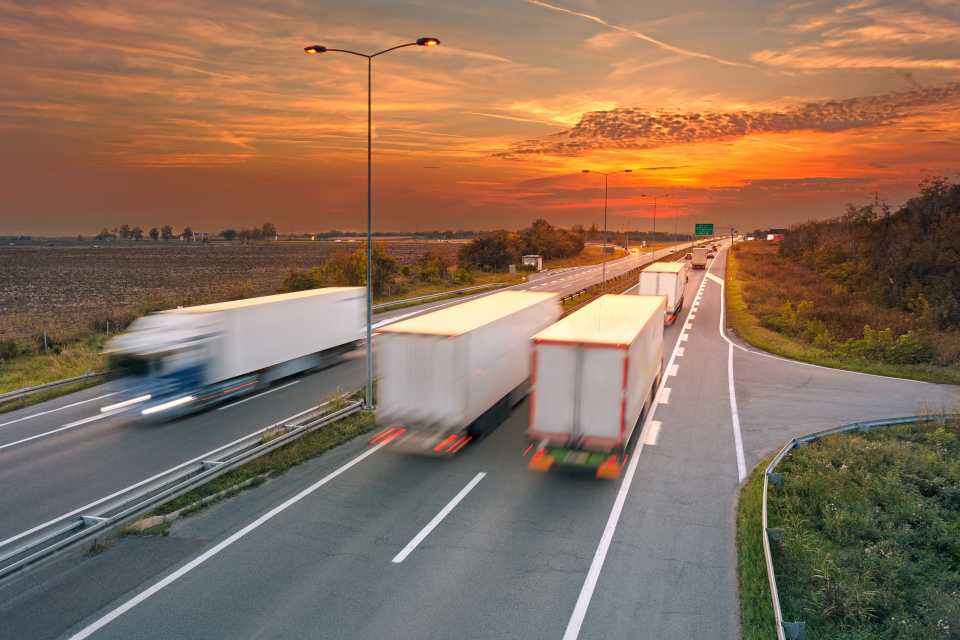 Trucks driving