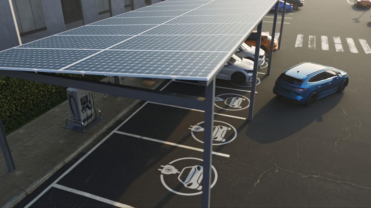 Solar carport with EV charging